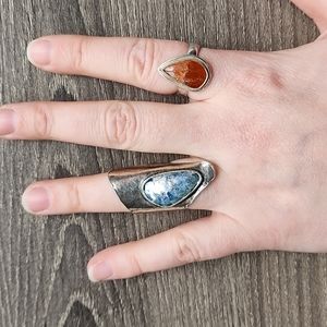 Artisan Made Sterling Silver Ring with Blue Stone Size 5.75-6